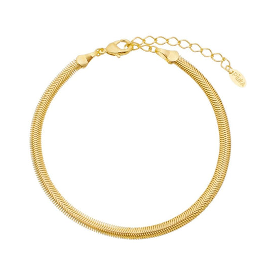 Pulseira Folheada a Ouro 18k Malha Metal Fina Fernanda
