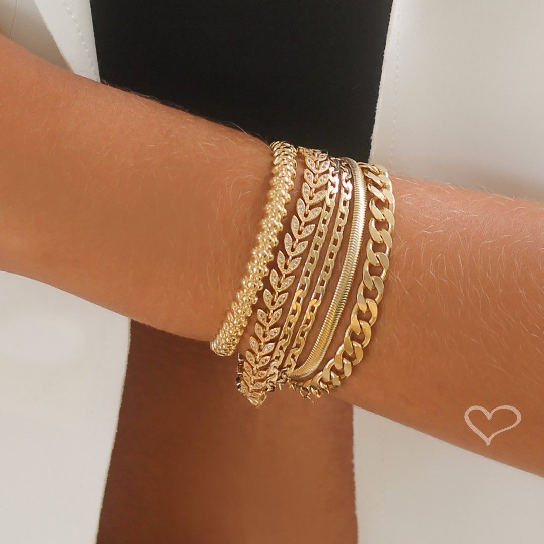 Pulseira Folheada a Ouro 18k Malha Metal Fina Fernanda