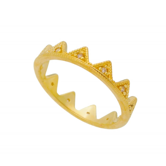 Anel Folheado a Ouro 18k Coroa Zircônias Esther