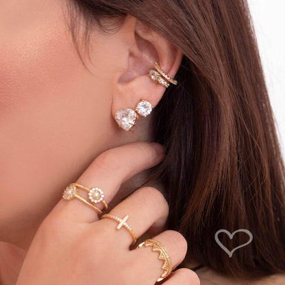 Brinco Ponto de Luz Lavínia Zircônia Folheado a Ouro 18k