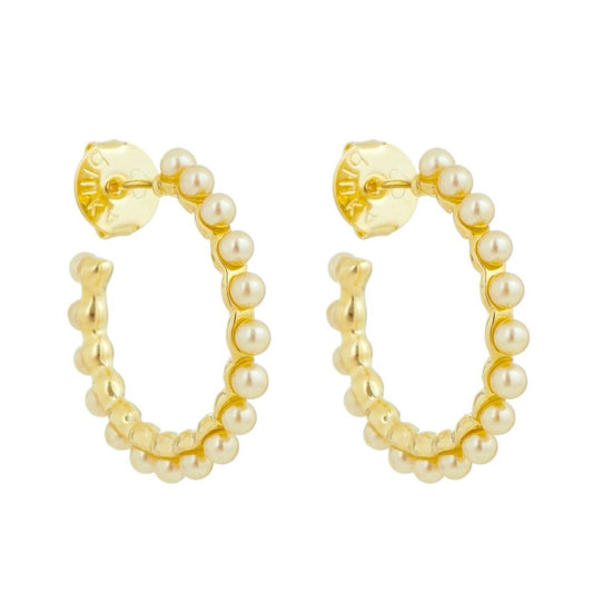 Brinco Piuka Argola Daiana Pérolas Folheado a Ouro 18k