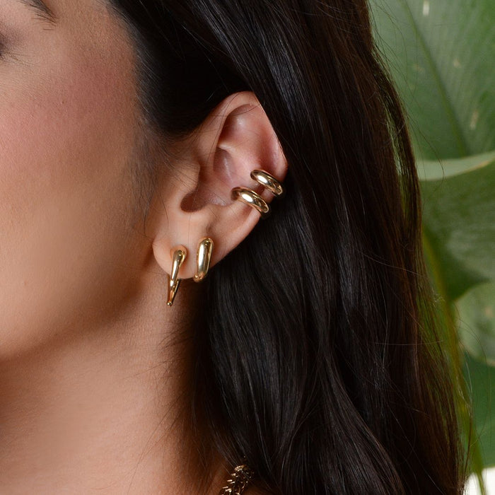 Brinco Piuka Vichy M Vintage Geométrico Folheado a Ouro 18k