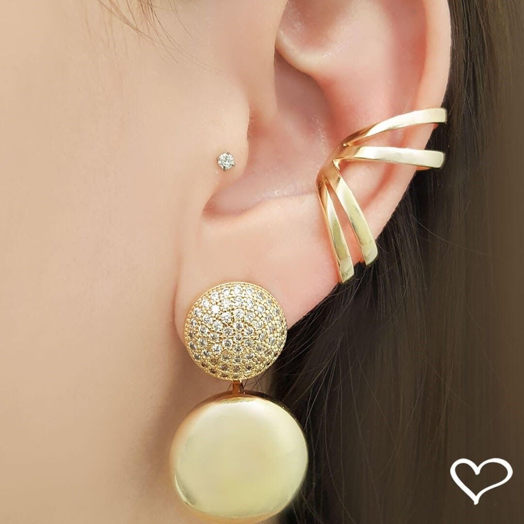 Piercing de Encaixe Duplo Piuka Nádia Folheado a Ouro 18k