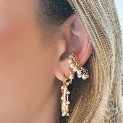 Piercing de Encaixe Piuka Tita Pérolas Folheado em Ouro 18k