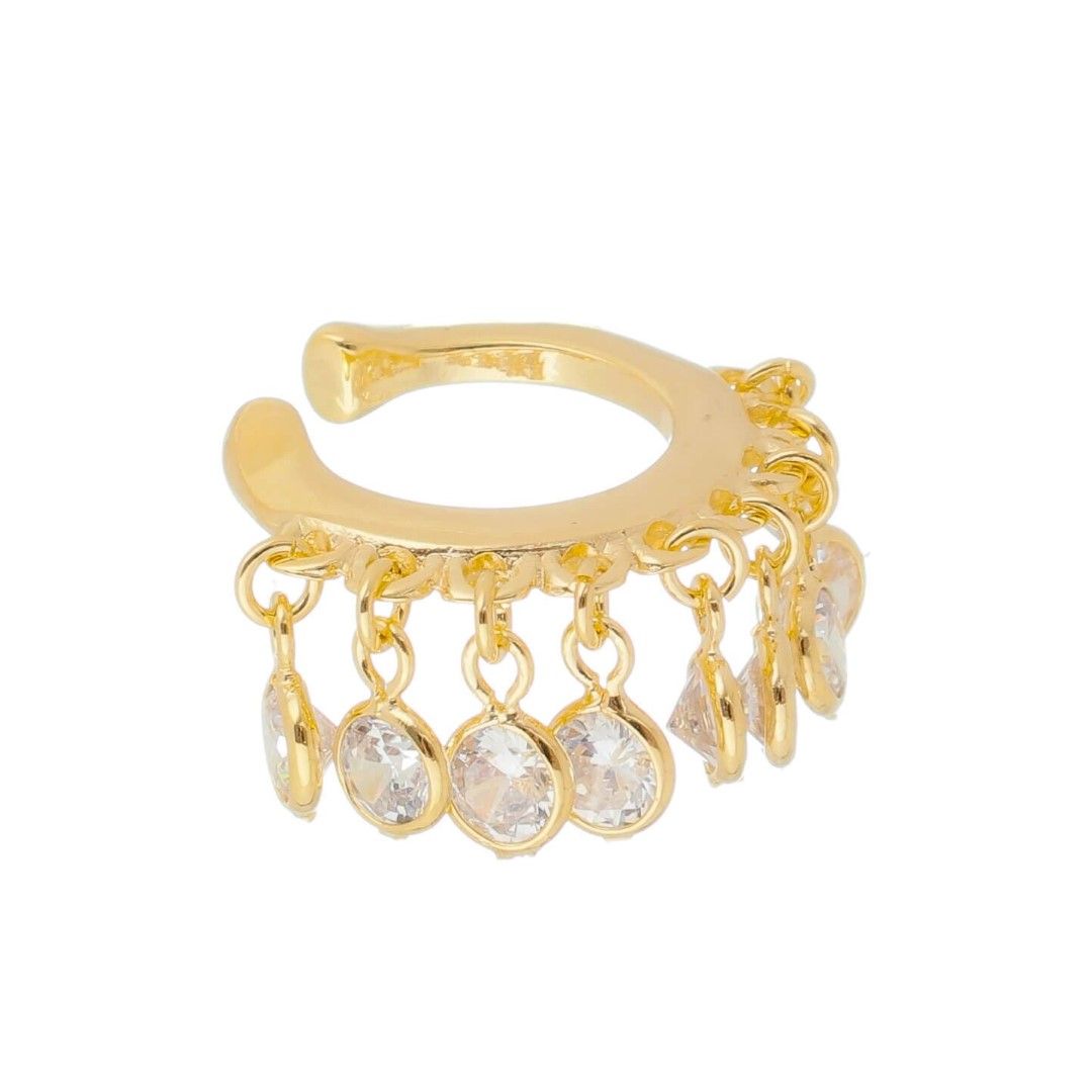 Piercing de Encaixe Piuka Briana Zircônias Folheado a Ouro 18k