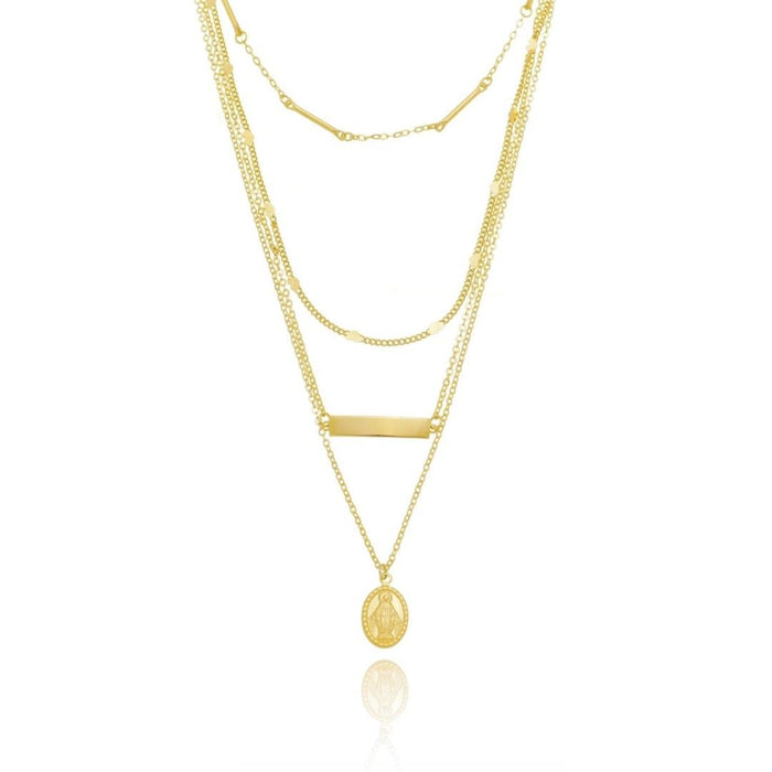 Mix de Colares Nat Nossa Senhora das Graças Folheado a Ouro 18k