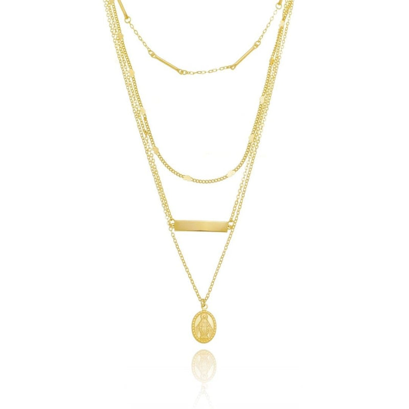 Mix de Colares Nat Nossa Senhora das Graças Folheado a Ouro 18k