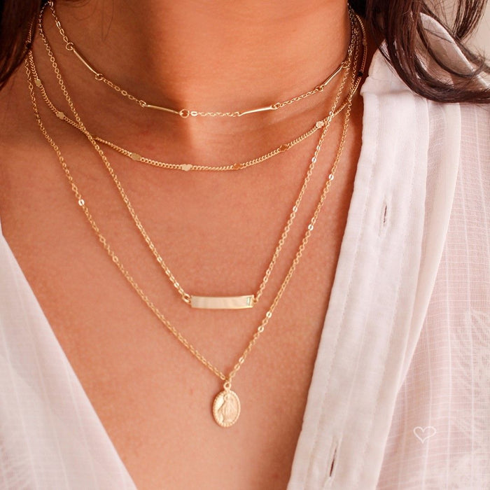 Mix de Colares Nat Nossa Senhora das Graças Folheado a Ouro 18k