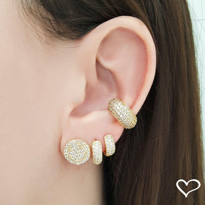 Trio de Brincos Argolinha Dani Zircônias Folheado a Ouro 18k