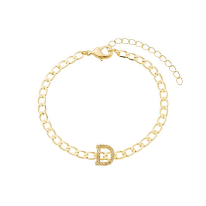Pulseira Piuka Hana Letra Inicial Zircônias Folheada a Ouro 18k