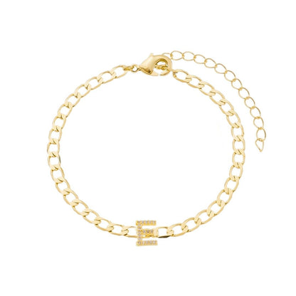 Pulseira Piuka Hana Letra Inicial Zircônias Folheada a Ouro 18k