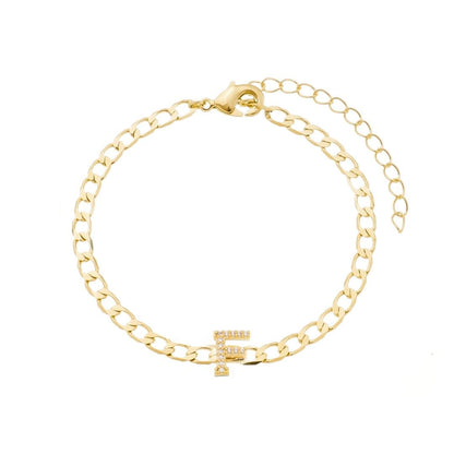 Pulseira Piuka Hana Letra Inicial Zircônias Folheada a Ouro 18k