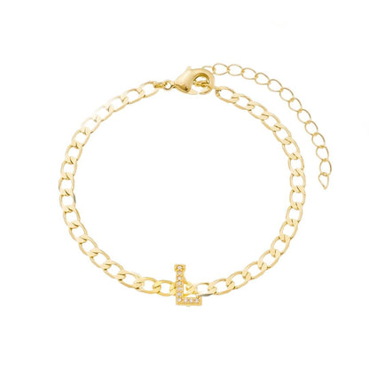 Pulseira Piuka Hana Letra Inicial Zircônias Folheada a Ouro 18k