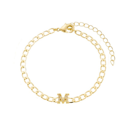 Pulseira Piuka Hana Letra Inicial Zircônias Folheada a Ouro 18k