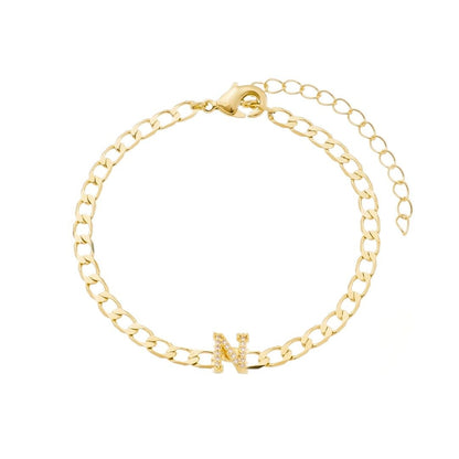 Pulseira Piuka Hana Letra Inicial Zircônias Folheada a Ouro 18k