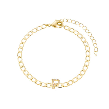Pulseira Piuka Hana Letra Inicial Zircônias Folheada a Ouro 18k