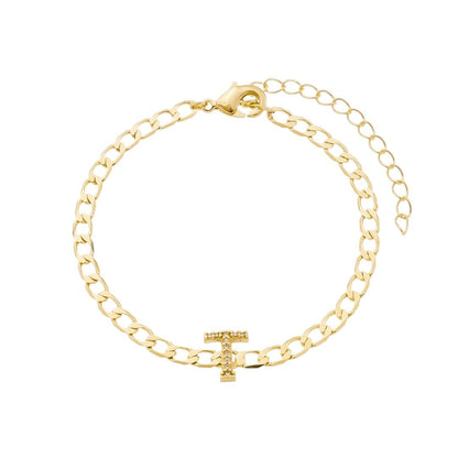 Pulseira Piuka Hana Letra Inicial Zircônias Folheada a Ouro 18k
