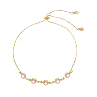 Pulseira Piuka Ajustável Ajude Hcc 2 Corações Metal Zircônias Rosa Folheada a Ouro 18k