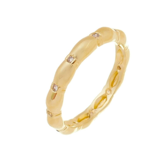 Anel Piuka Cacau Ondulado Zircônias Folheado a Ouro 18k