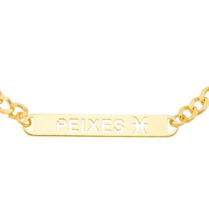 Pulseira Piuka Plaquinha Signos Folheada a Ouro 18k
