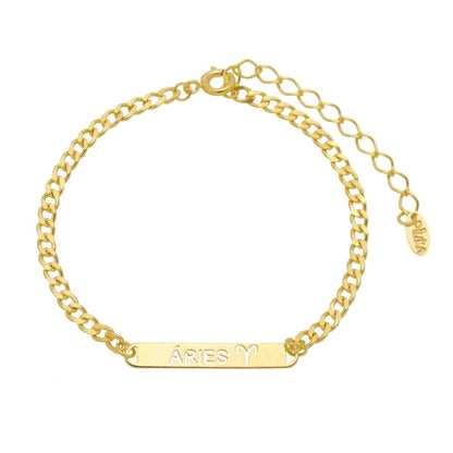 Pulseira Piuka Plaquinha Signos Folheada a Ouro 18k