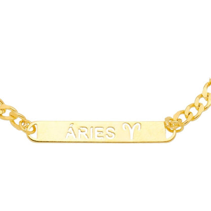 Pulseira Piuka Plaquinha Signos Folheada a Ouro 18k
