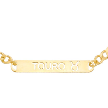 Pulseira Piuka Plaquinha Signos Folheada a Ouro 18k