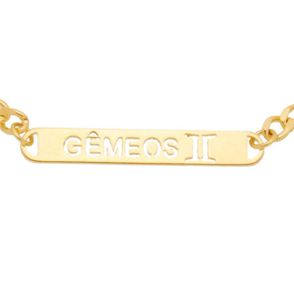 Pulseira Piuka Plaquinha Signos Folheada a Ouro 18k