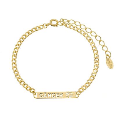 Pulseira Piuka Plaquinha Signos Folheada a Ouro 18k