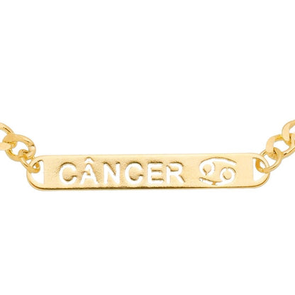 Pulseira Piuka Plaquinha Signos Folheada a Ouro 18k