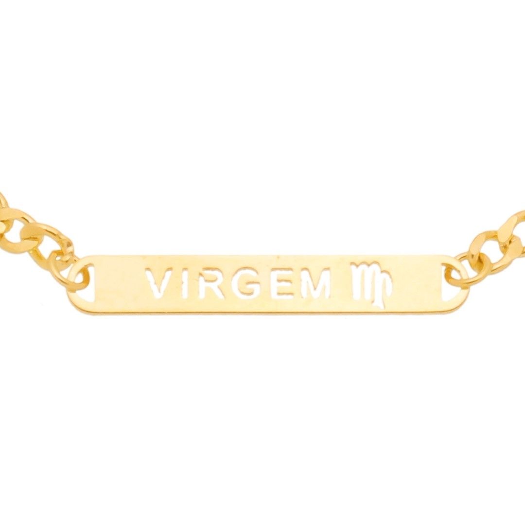 Pulseira Piuka Plaquinha Signos Folheada a Ouro 18k