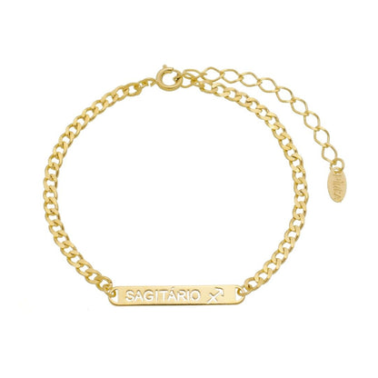 Pulseira Piuka Plaquinha Signos Folheada a Ouro 18k