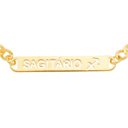 Pulseira Piuka Plaquinha Signos Folheada a Ouro 18k