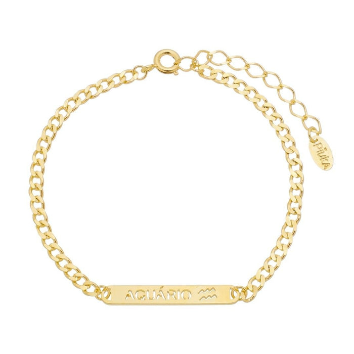 Pulseira Piuka Plaquinha Signos Folheada a Ouro 18k