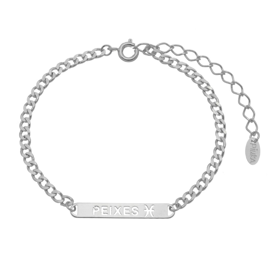 Pulseira Plaquinha Signo Folheada em Ródio Branco