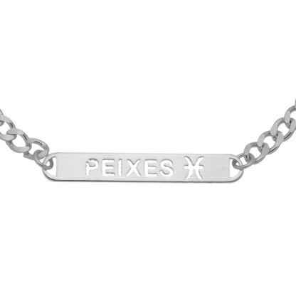 Pulseira Plaquinha Signo Folheada em Ródio Branco