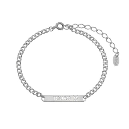 Pulseira Plaquinha Signo Folheada em Ródio Branco