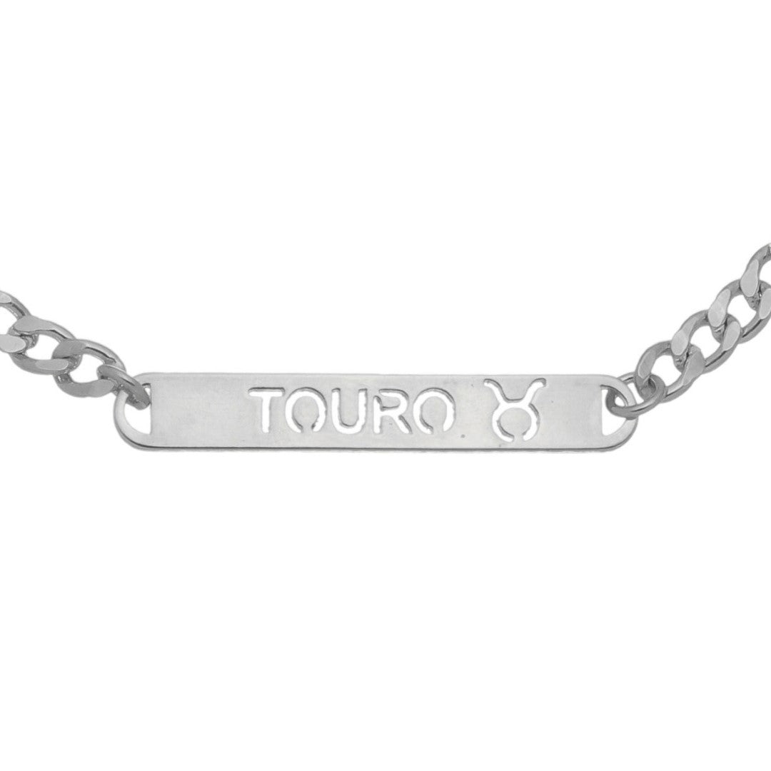 Pulseira Plaquinha Signo Folheada em Ródio Branco