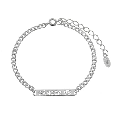 Pulseira Plaquinha Signo Folheada em Ródio Branco