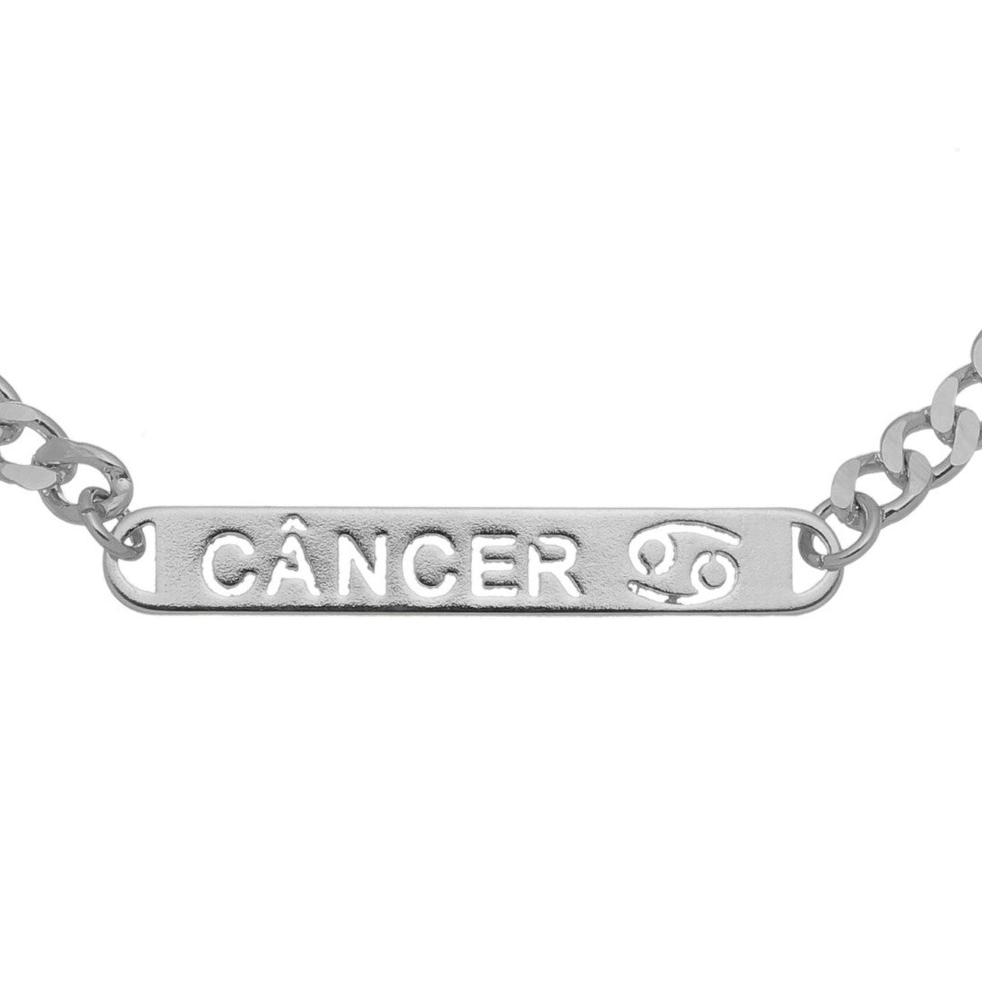Pulseira Plaquinha Signo Folheada em Ródio Branco