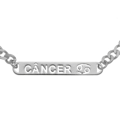 Pulseira Plaquinha Signo Folheada em Ródio Branco