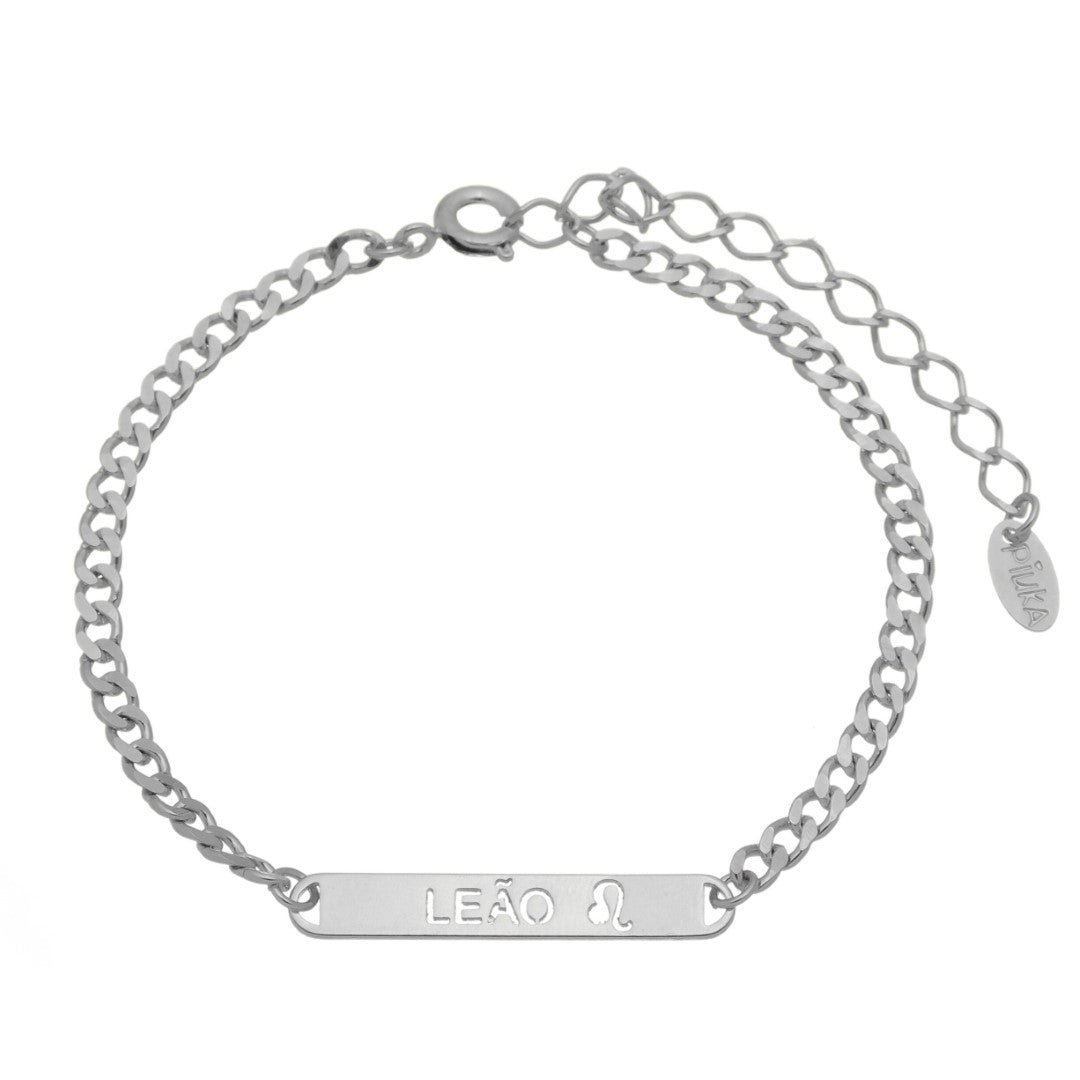 Pulseira Plaquinha Signo Folheada em Ródio Branco