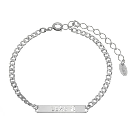 Pulseira Plaquinha Signo Folheada em Ródio Branco