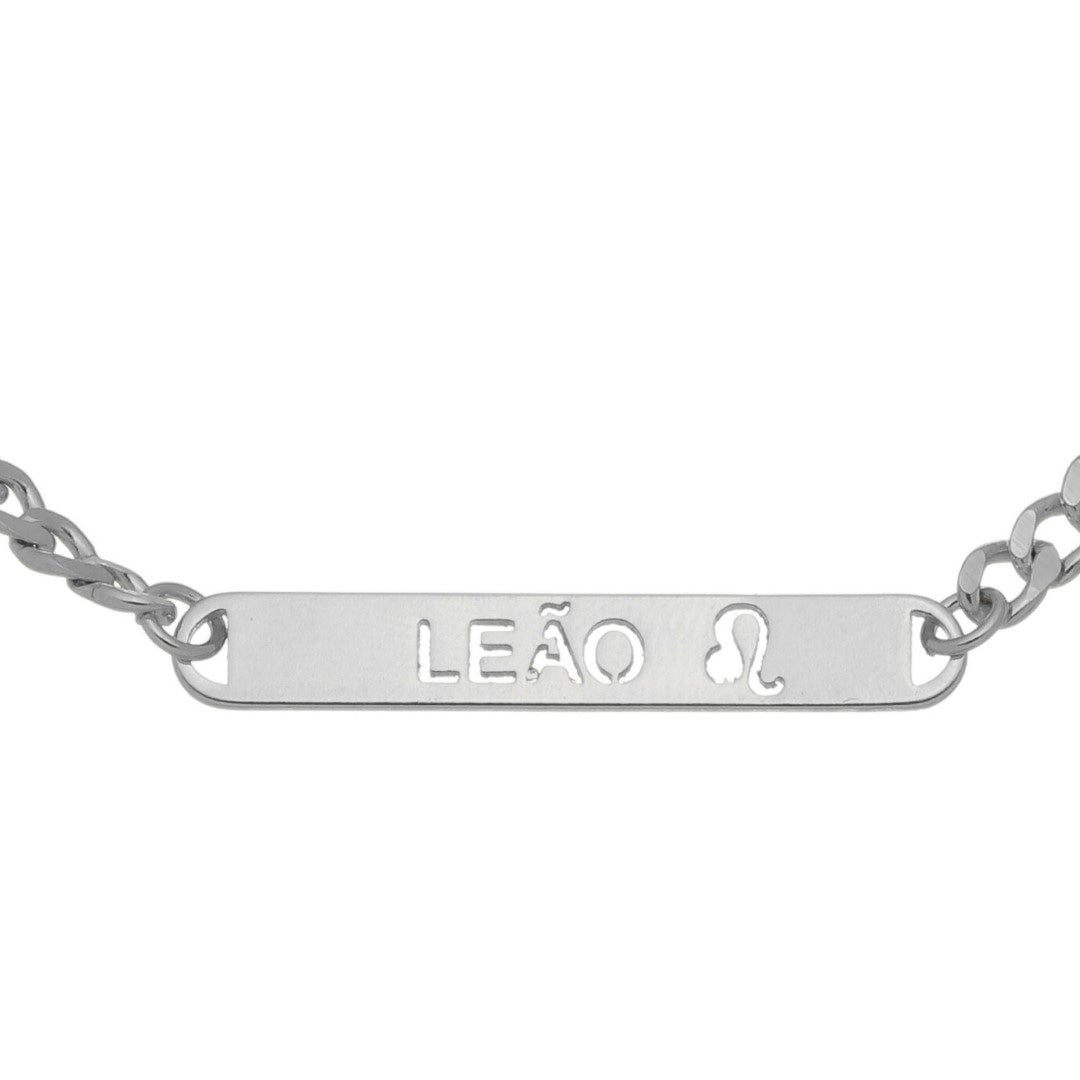 Pulseira Plaquinha Signo Folheada em Ródio Branco