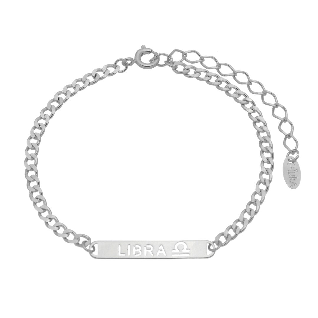 Pulseira Plaquinha Signo Folheada em Ródio Branco