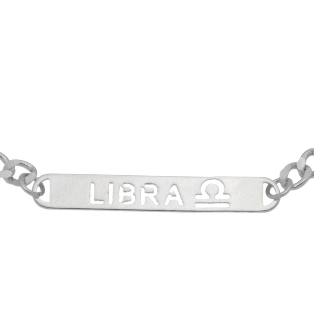 Pulseira Plaquinha Signo Folheada em Ródio Branco