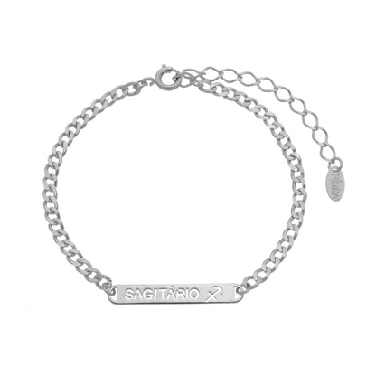 Pulseira Plaquinha Signo Folheada em Ródio Branco
