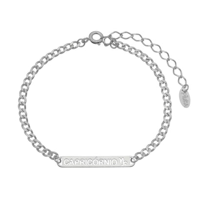 Pulseira Plaquinha Signo Folheada em Ródio Branco