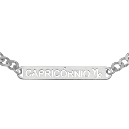 Pulseira Plaquinha Signo Folheada em Ródio Branco