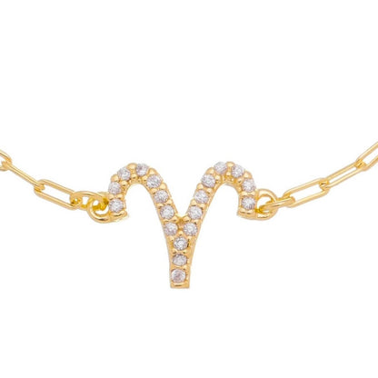 Pulseira Símbolo Signo Zircônias Folheada a Ouro 18k